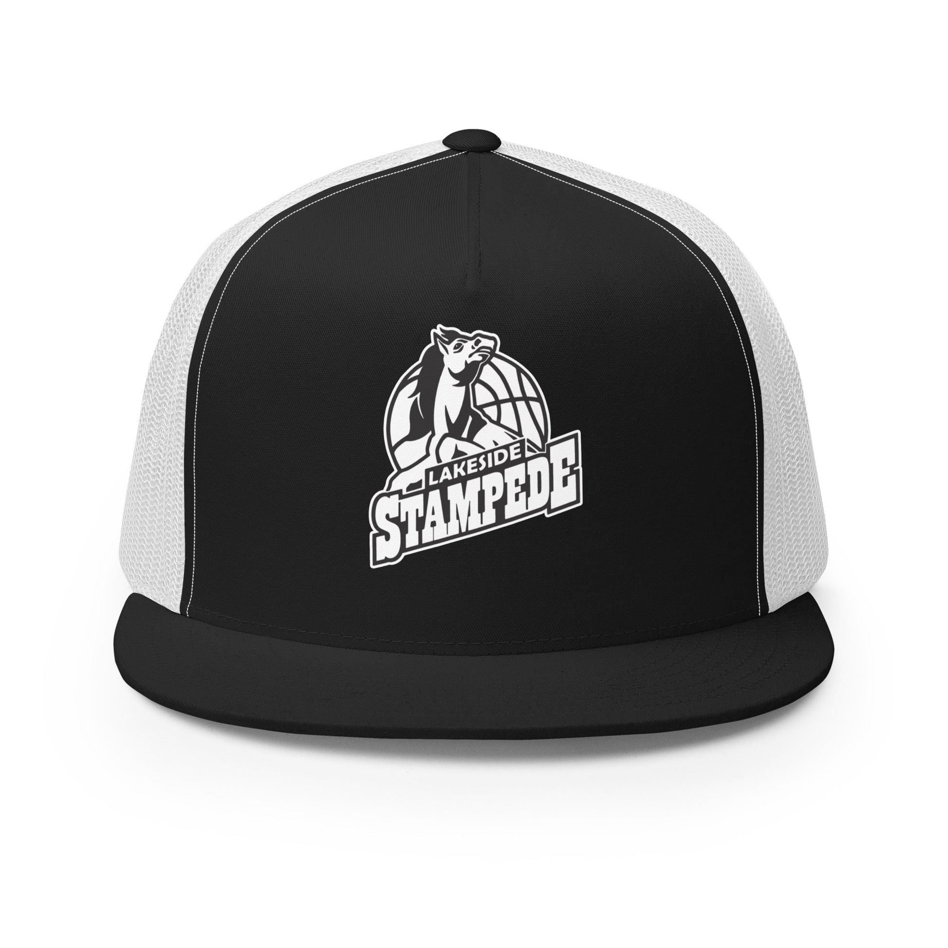 Performance | 5 Panel Trucker Cap | Lakeside Stampede | Basketball Mascot Logo