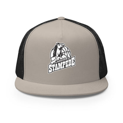 Performance | 5 Panel Trucker Cap | Lakeside Stampede | Basketball Mascot Logo