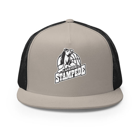Performance | 5 Panel Trucker Cap | Lakeside Stampede | Basketball Mascot Logo