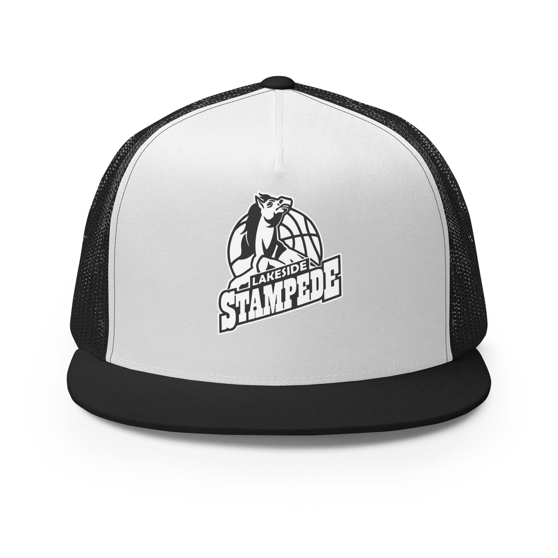 Performance | 5 Panel Trucker Cap | Lakeside Stampede | Basketball Mascot Logo