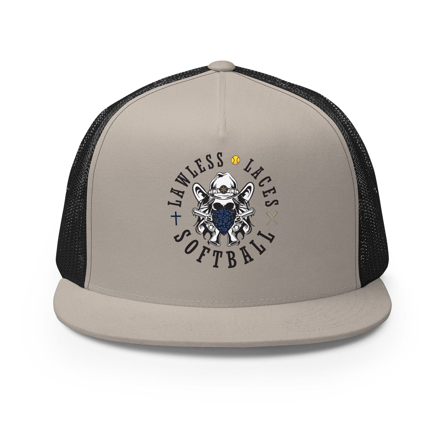 Performance | 5 Panel Trucker Cap | Lawless Laces Softball | Bandana Mascot Logo