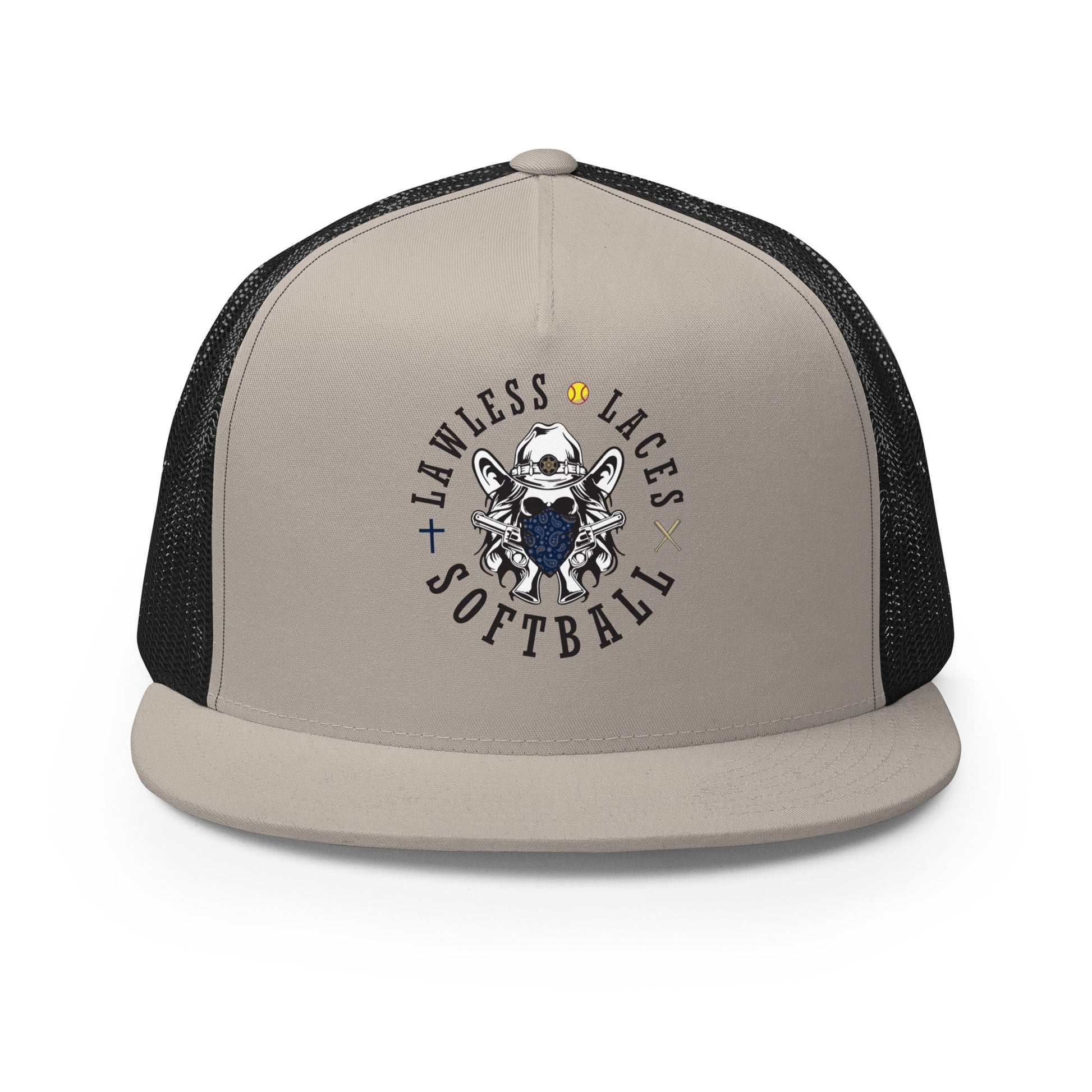 Performance | 5 Panel Trucker Cap | Lawless Laces Softball | Bandana Mascot Logo