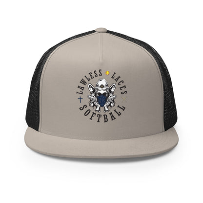 Performance | 5 Panel Trucker Cap | Lawless Laces Softball | Bandana Mascot Logo