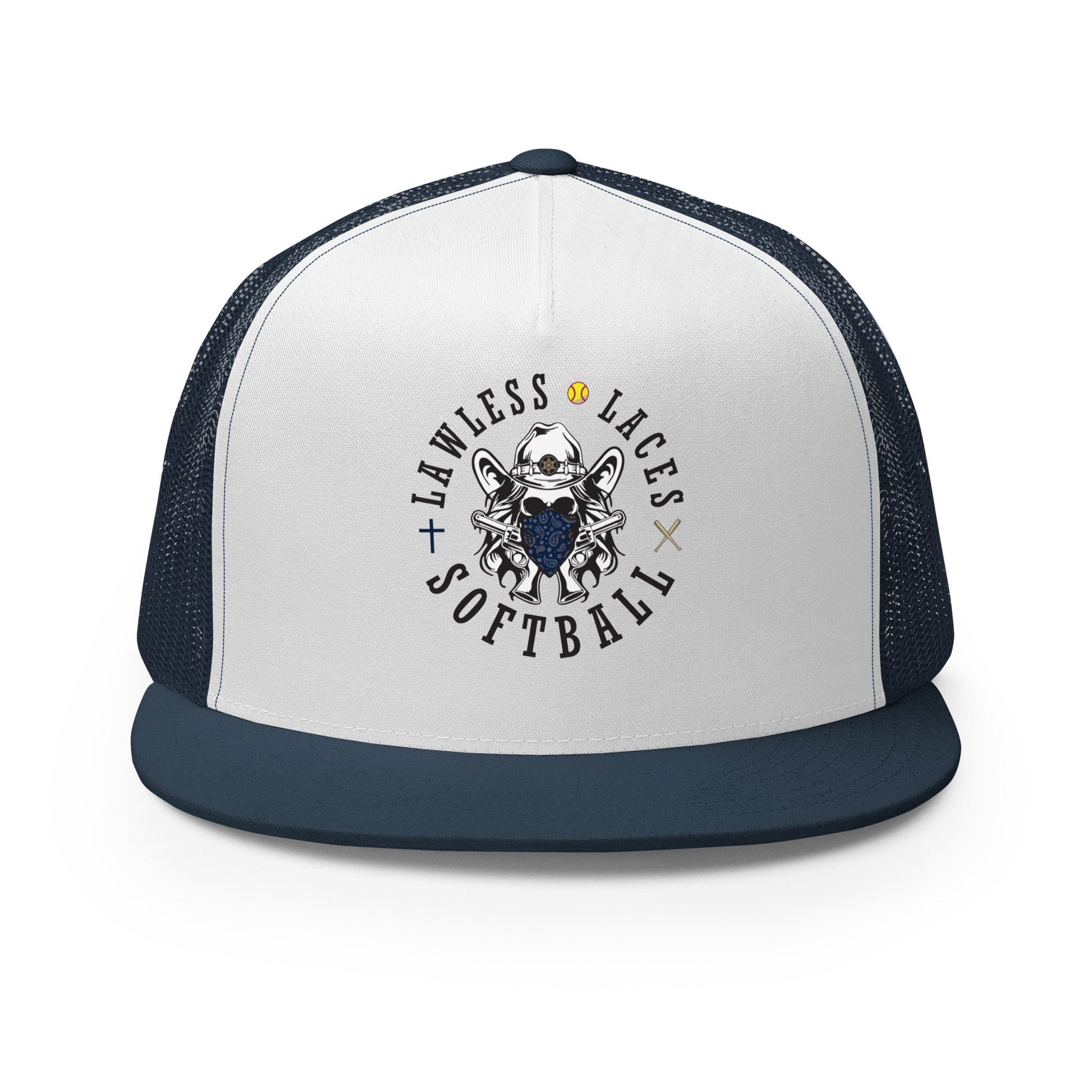 Performance | 5 Panel Trucker Cap | Lawless Laces Softball | Bandana Mascot Logo