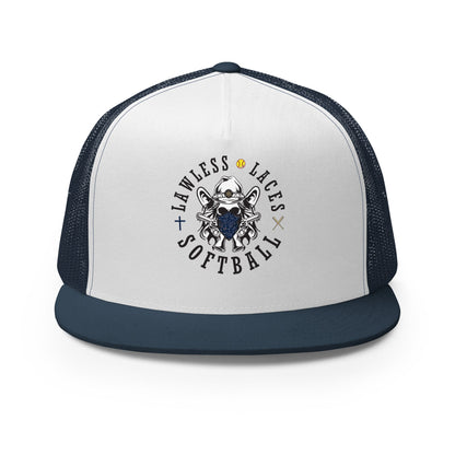 Performance | 5 Panel Trucker Cap | Lawless Laces Softball | Bandana Mascot Logo
