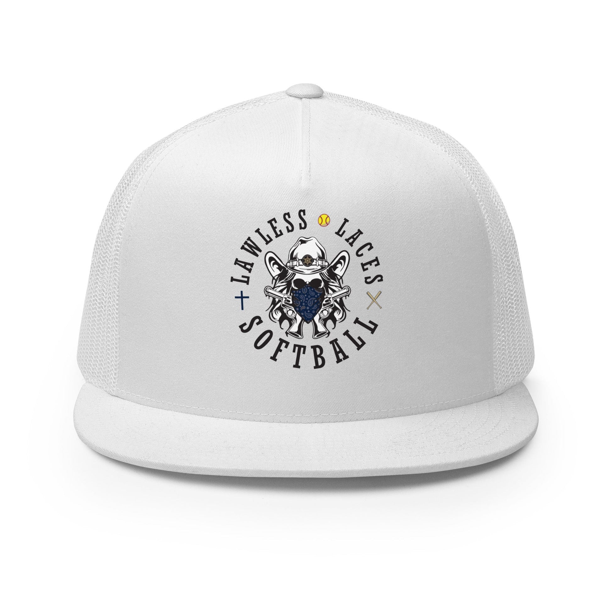 Performance | 5 Panel Trucker Cap | Lawless Laces Softball | Bandana Mascot Logo