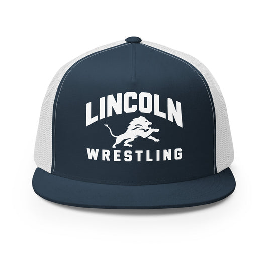 Performance | 5 Panel Trucker Cap | Lincoln High School | Emblem Logo