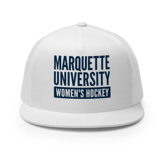 Performance | 5 Panel Trucker Cap | Marquette University Women's Hockey | Modern Script Logo