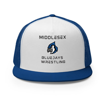 Performance | 5 Panel Trucker Cap | Middlesex Bluejays Wrestling | Bluejays Logo