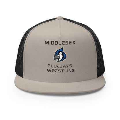 Performance | 5 Panel Trucker Cap | Middlesex Bluejays Wrestling | Bluejays Logo