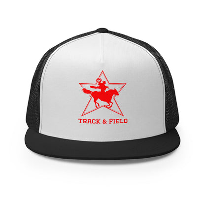 Performance | 5 Panel Trucker Cap | North Lake Track and Field | Cowboy T&F Logo