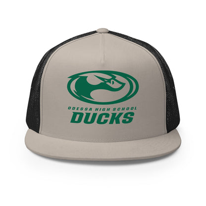 Performance | 5 Panel Trucker Cap | Odessa Girls Lacrosse | Ducks Green Logo