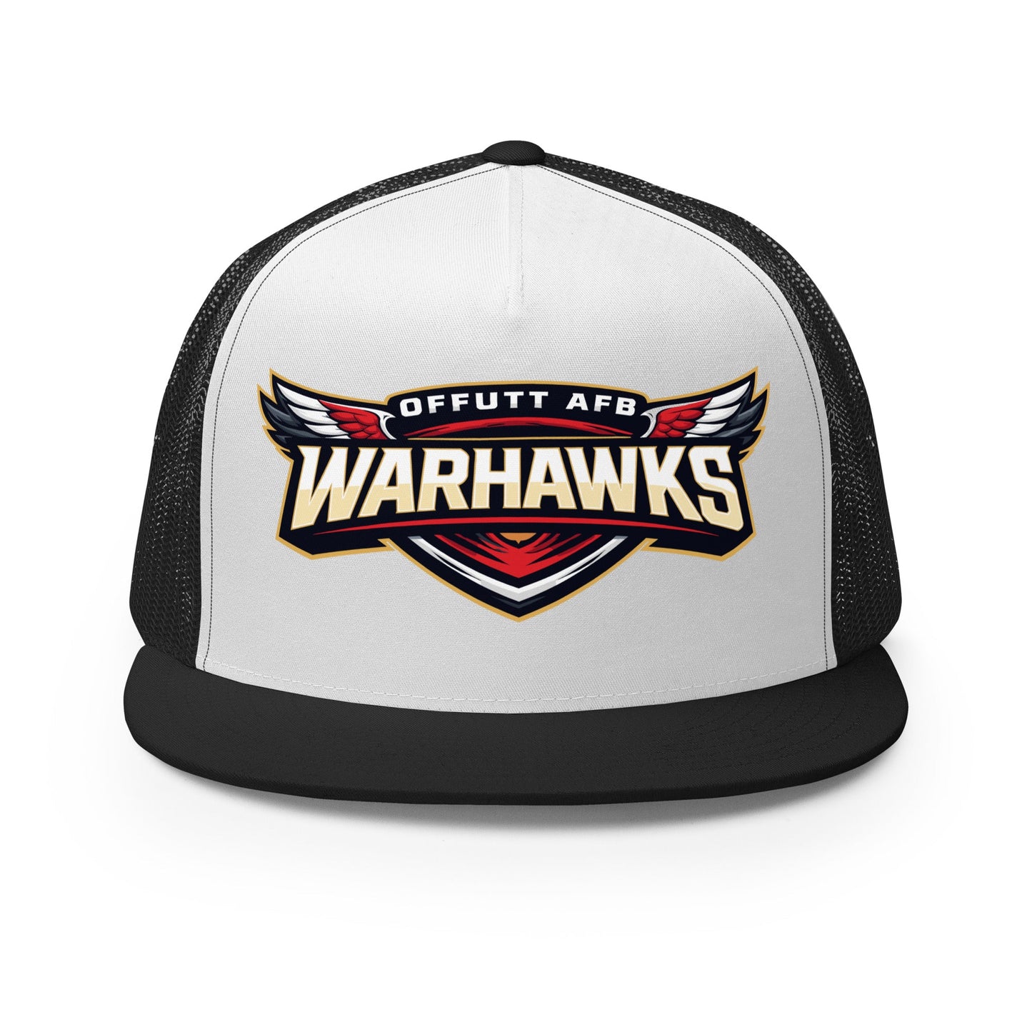 Performance | 5 Panel Trucker Cap | Offutt AFB Warhawks | Mark Logo