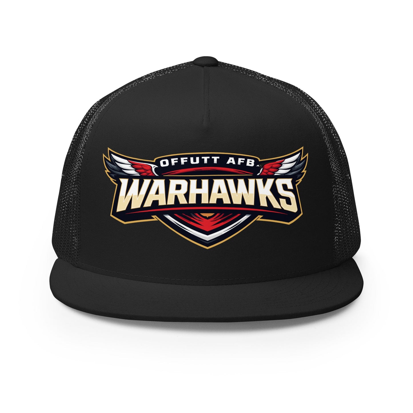 Performance | 5 Panel Trucker Cap | Offutt AFB Warhawks | Mark Logo