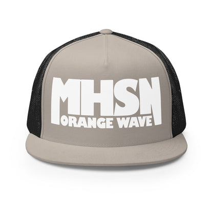 Performance | 5 Panel Trucker Cap | Orange Wave Marching Band | Crest (Variant) Logo