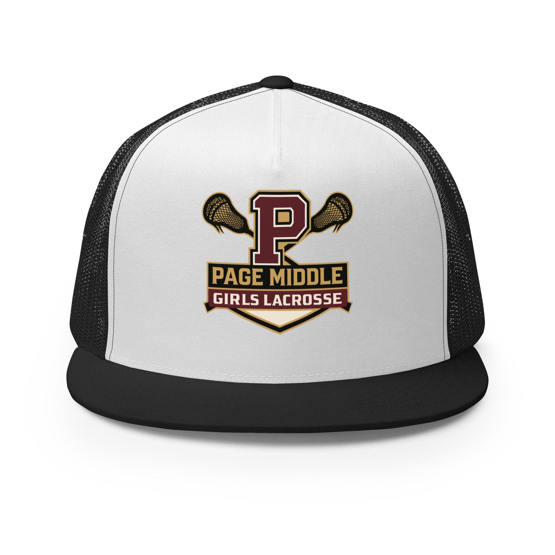 Performance | 5 Panel Trucker Cap | Page Middle Girls Lacrosse | Block P Logo