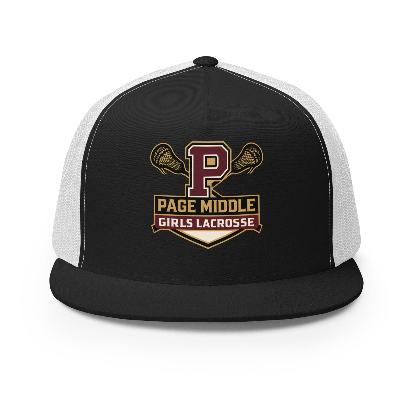 Performance | 5 Panel Trucker Cap | Page Middle Girls Lacrosse | Block P Logo