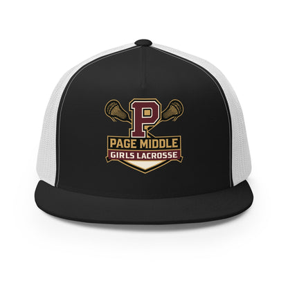 Performance | 5 Panel Trucker Cap | Page Middle Girls Lacrosse | Block P Logo
