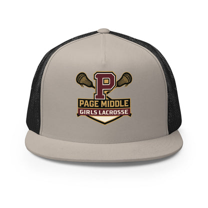 Performance | 5 Panel Trucker Cap | Page Middle Girls Lacrosse | Block P Logo