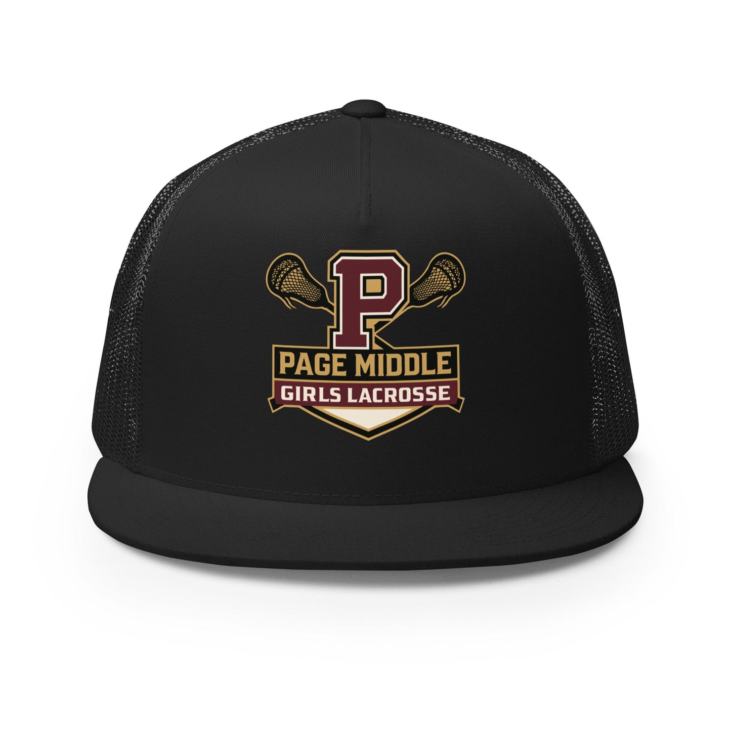 Performance | 5 Panel Trucker Cap | Page Middle Girls Lacrosse | Block P Logo