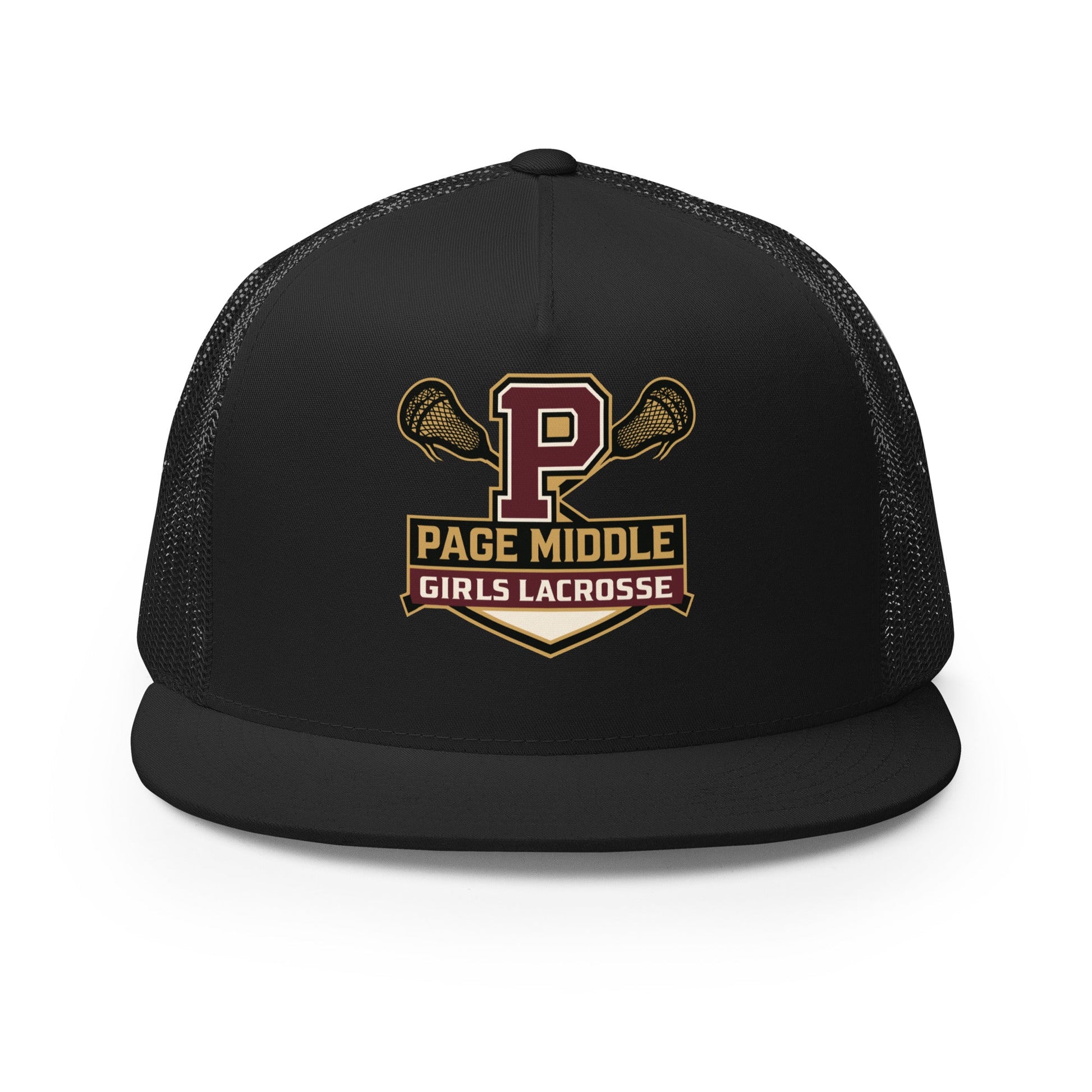 Performance | 5 Panel Trucker Cap | Page Middle Girls Lacrosse | Block P Logo