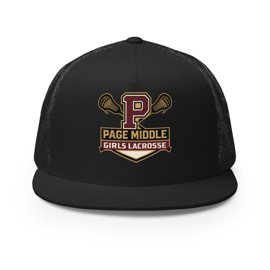 Performance | 5 Panel Trucker Cap | Page Middle Girls Lacrosse | Block P Logo