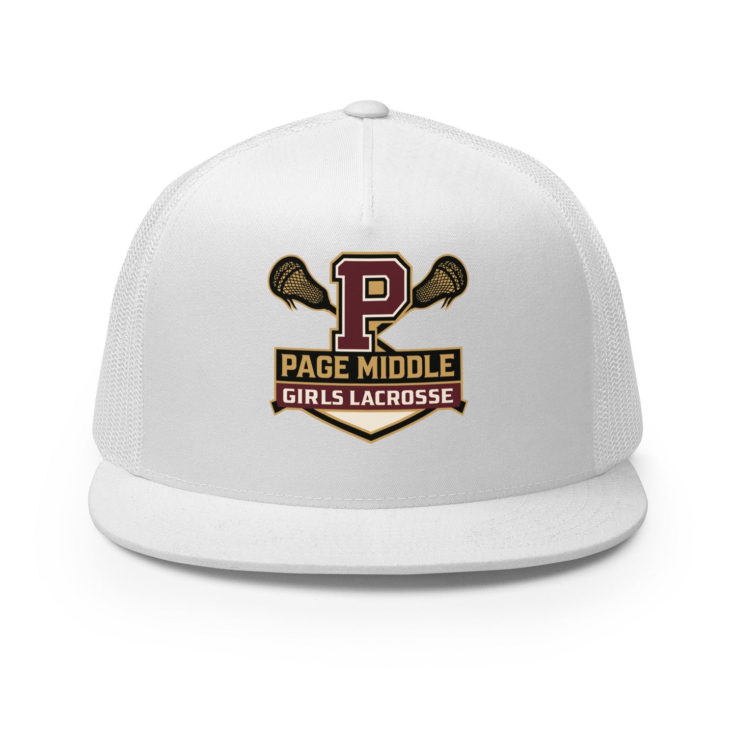 Performance | 5 Panel Trucker Cap | Page Middle Girls Lacrosse | Block P Logo