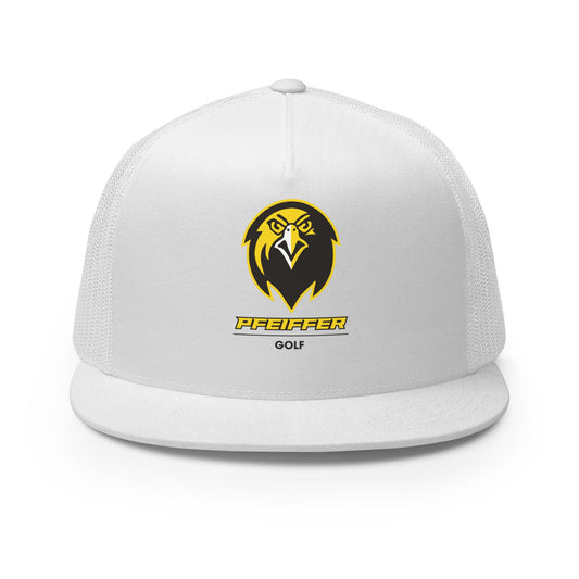 Performance | 5 Panel Trucker Cap | Pfeiffer University Golf | Falcon Logo