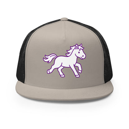 Performance | 5 Panel Trucker Cap | Pink Pony Athletic Club | Mascot Logo
