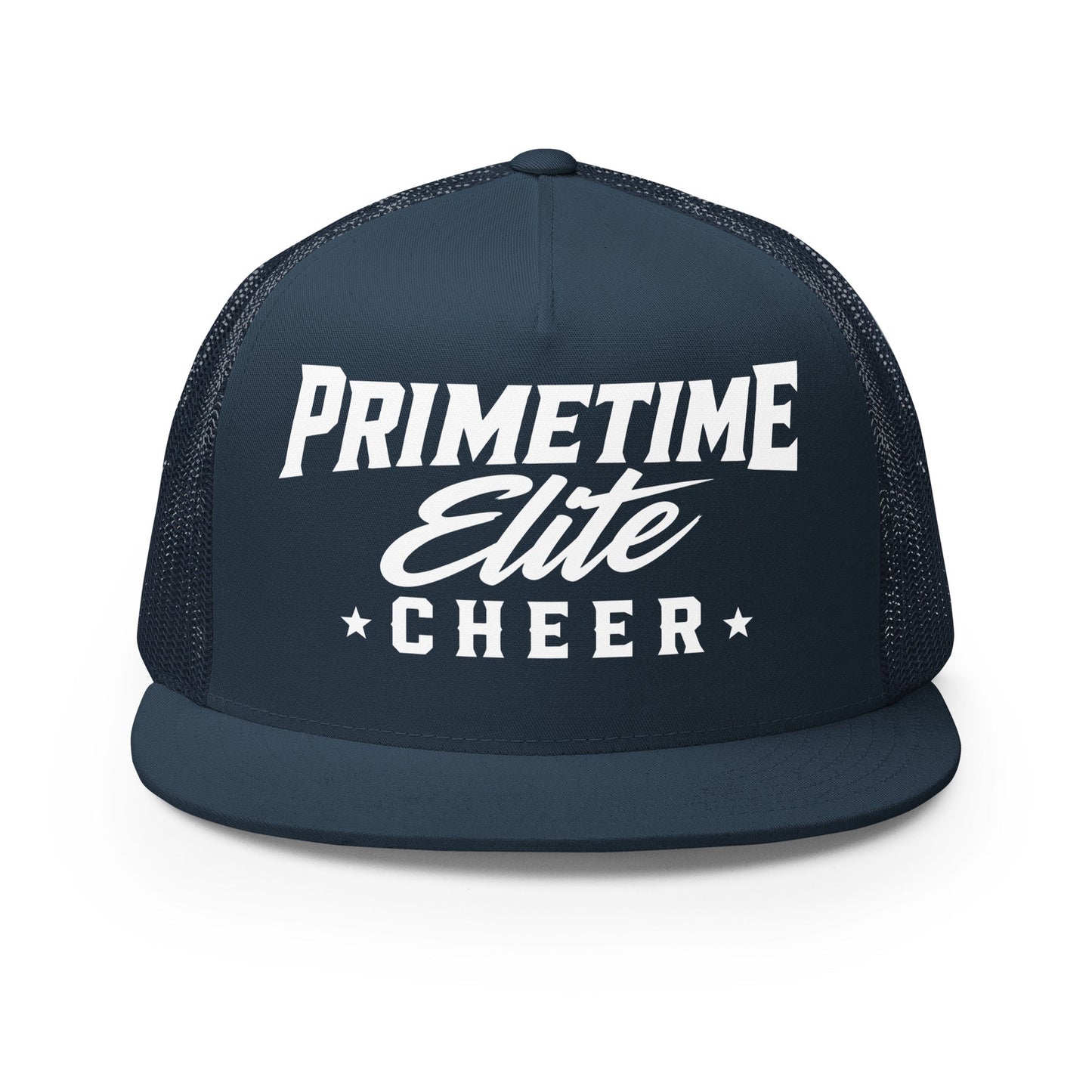 Performance | 5 Panel Trucker Cap | PTE Bulldog Cheer | Script Logo