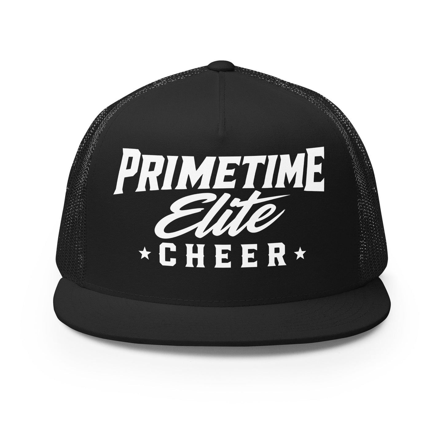 Performance | 5 Panel Trucker Cap | PTE Bulldog Cheer | Script Logo