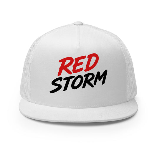 Performance | 5 Panel Trucker Cap | Red Storm | Crest Logo