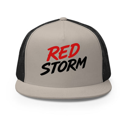 Performance | 5 Panel Trucker Cap | Red Storm | Crest Logo