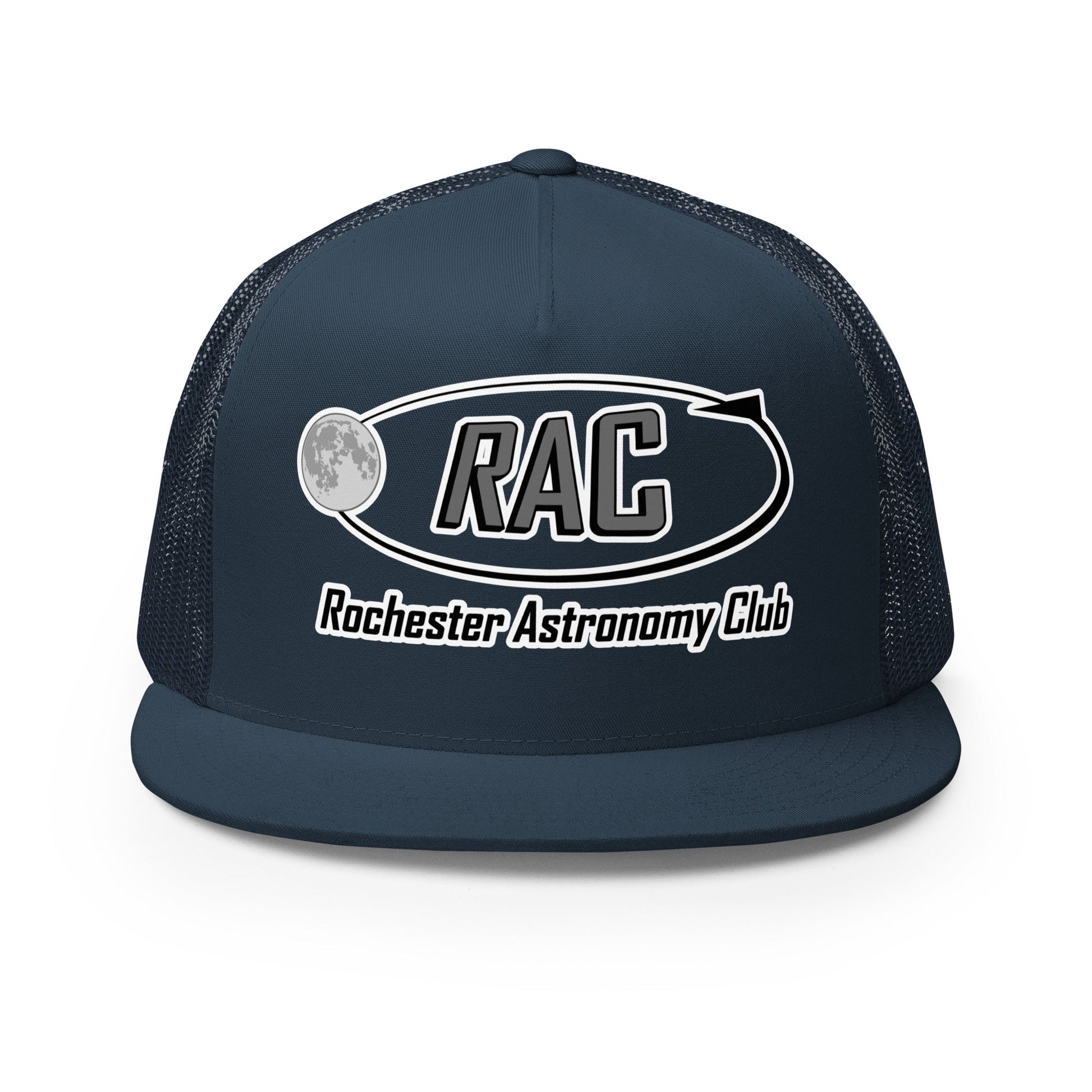 Performance | 5 Panel Trucker Cap | Rochester Astronomy Club | Orbit Logo