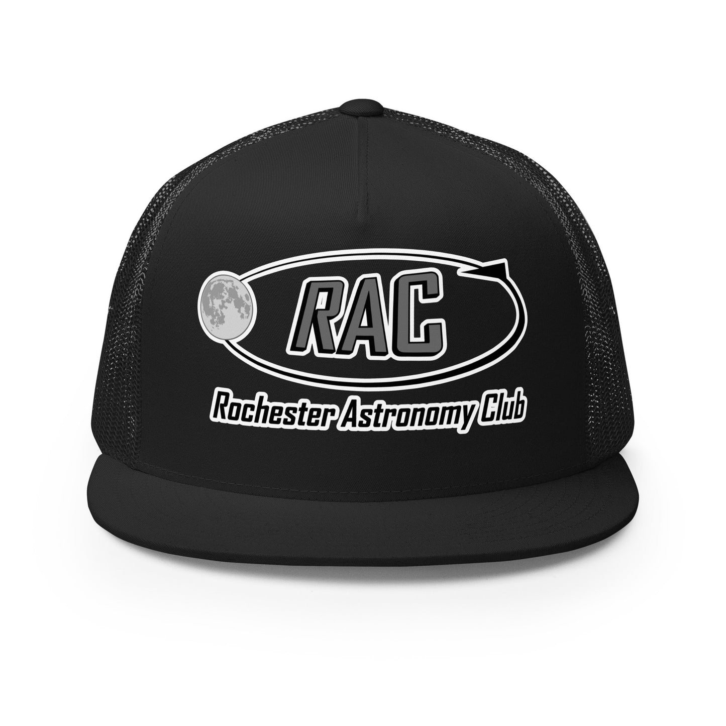 Performance | 5 Panel Trucker Cap | Rochester Astronomy Club | Orbit Logo