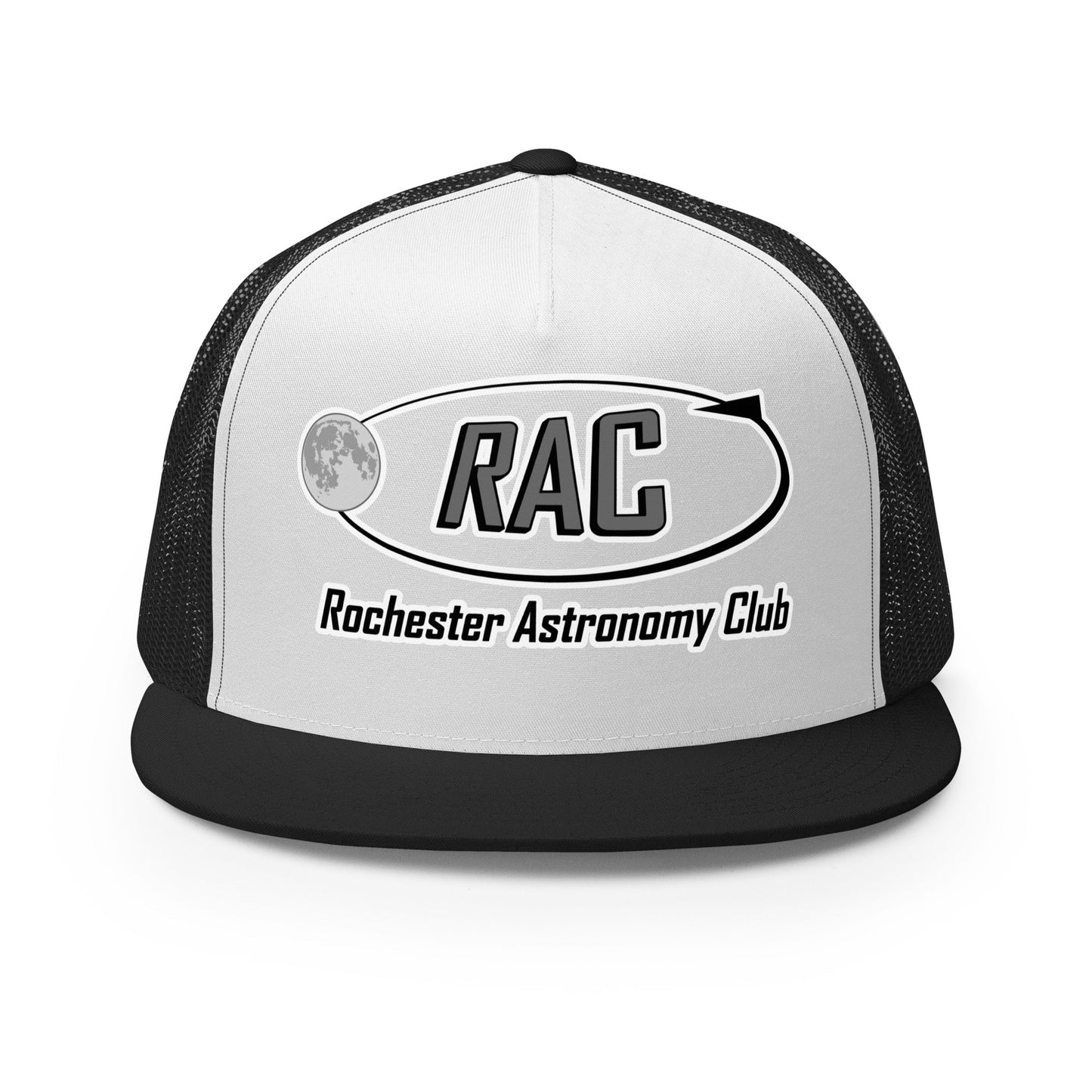 Performance | 5 Panel Trucker Cap | Rochester Astronomy Club | Orbit Logo