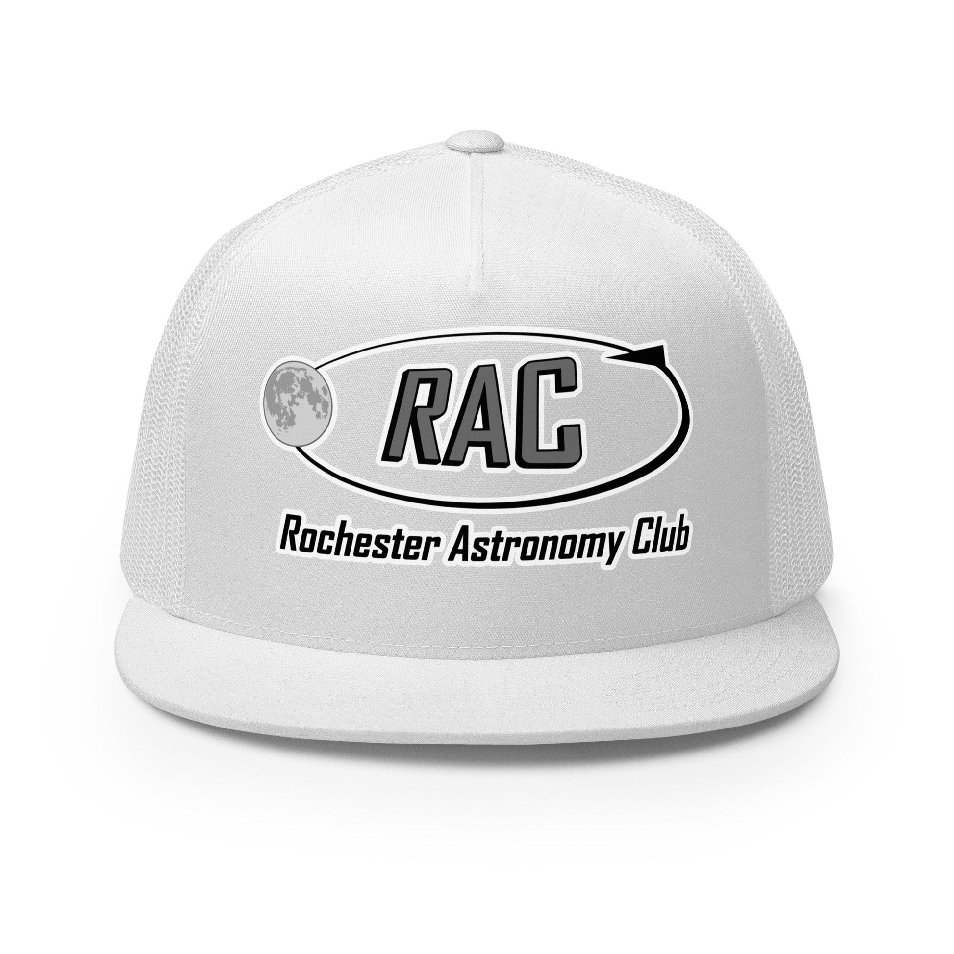 Performance | 5 Panel Trucker Cap | Rochester Astronomy Club | Orbit Logo