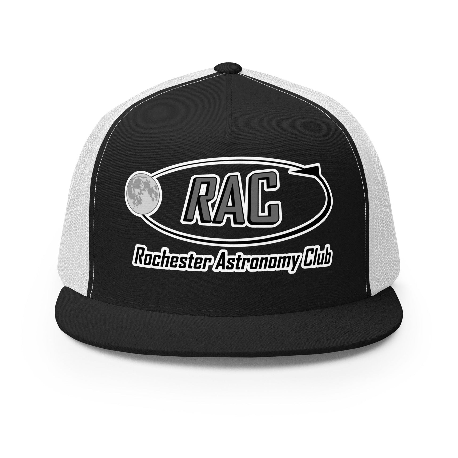 Performance | 5 Panel Trucker Cap | Rochester Astronomy Club | Orbit Logo