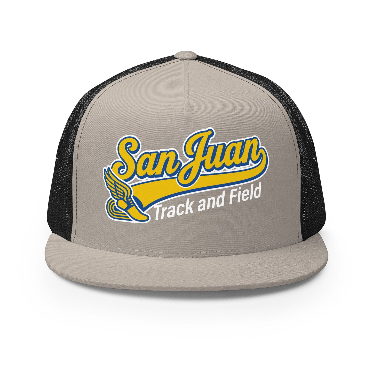 Performance | 5 Panel Trucker Cap | San Juan Track and Field | Script Logo