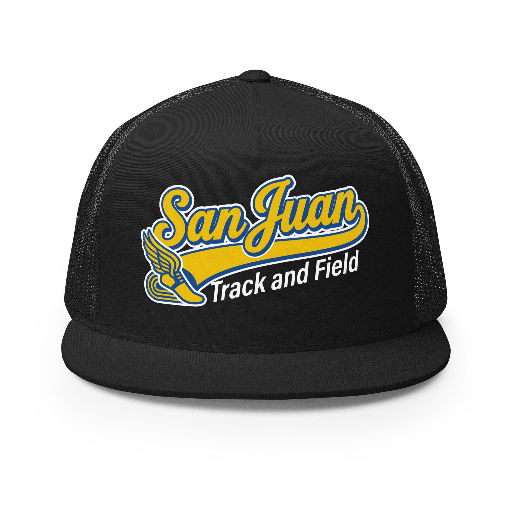 Performance | 5 Panel Trucker Cap | San Juan Track and Field | Script Logo