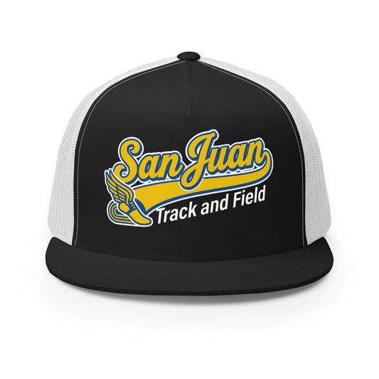 Performance | 5 Panel Trucker Cap | San Juan Track and Field | Script Logo