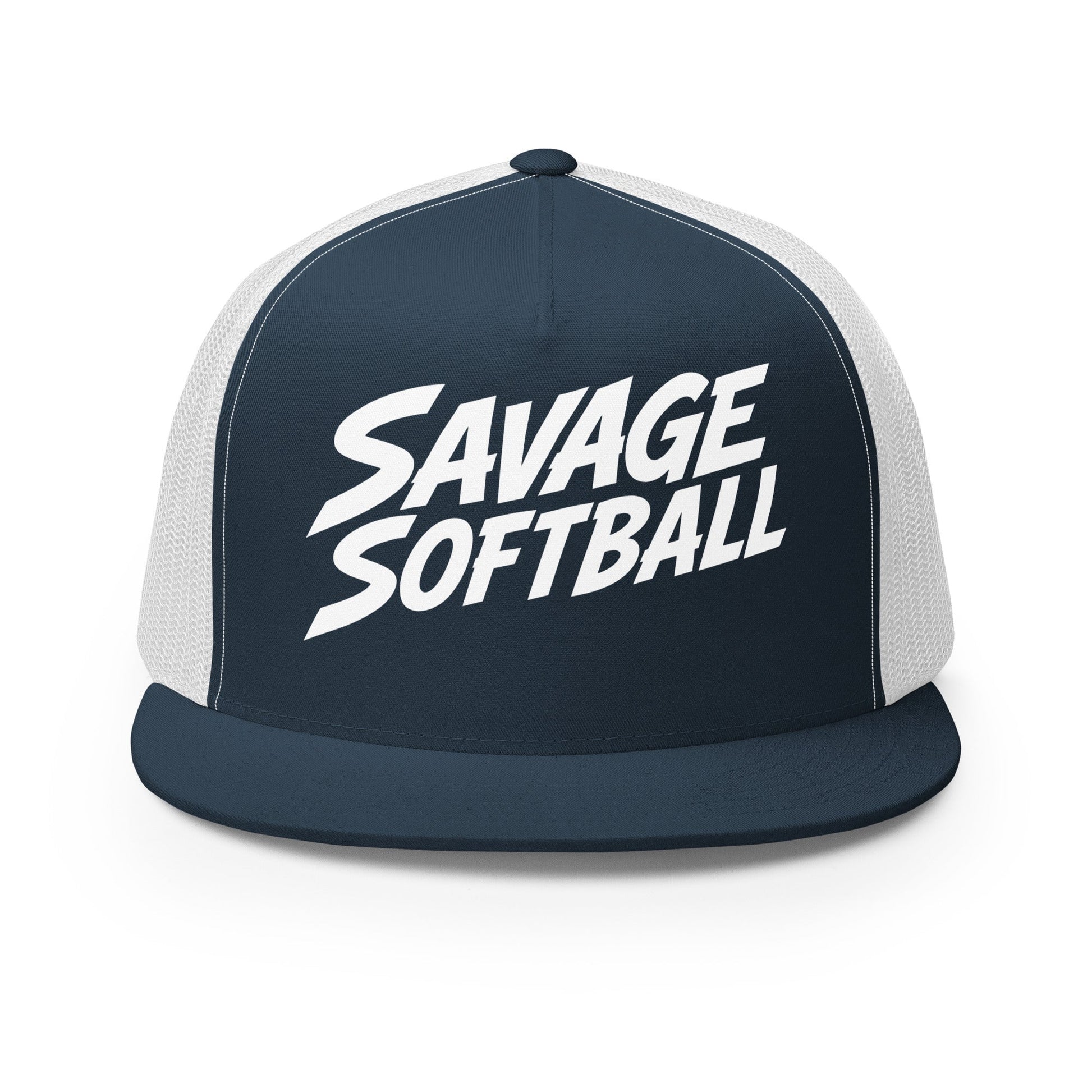 Performance | 5 Panel Trucker Cap | Savage Softball | Mascot Logo