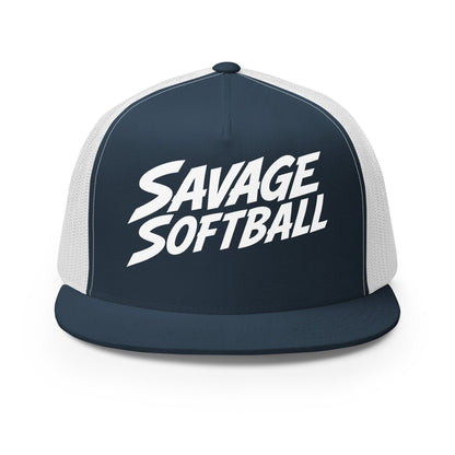 Performance | 5 Panel Trucker Cap | Savage Softball | Mascot Logo