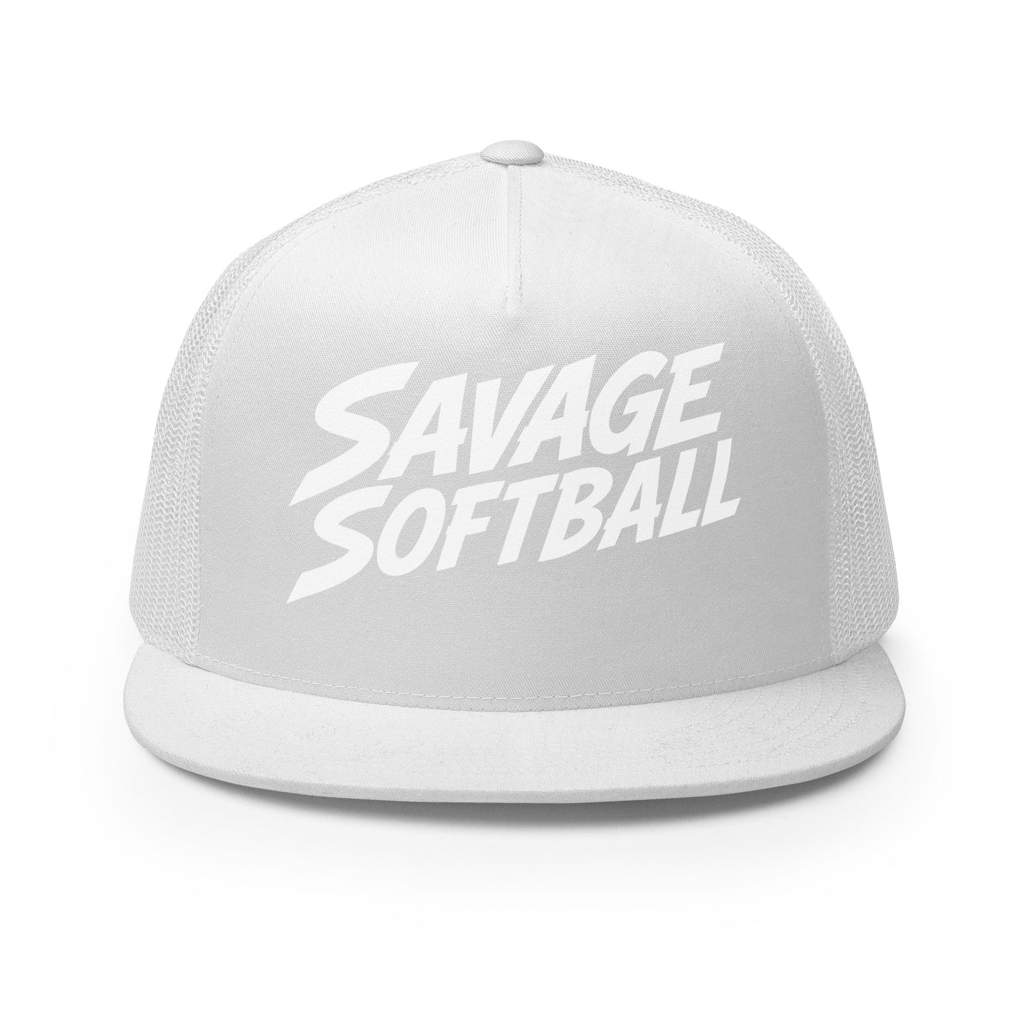 Performance | 5 Panel Trucker Cap | Savage Softball | Mascot Logo