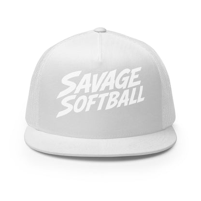 Performance | 5 Panel Trucker Cap | Savage Softball | Mascot Logo