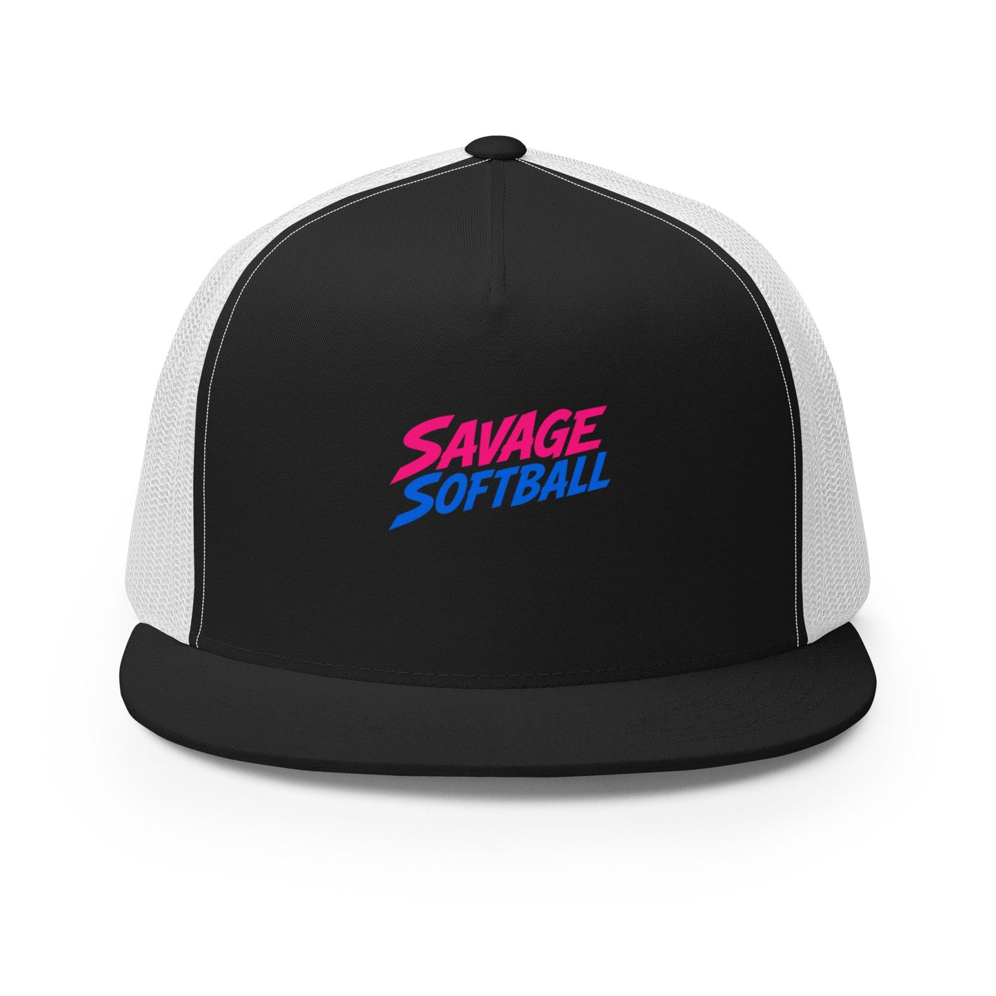 Performance | 5 Panel Trucker Cap | Savage Softball | Mascot Logo