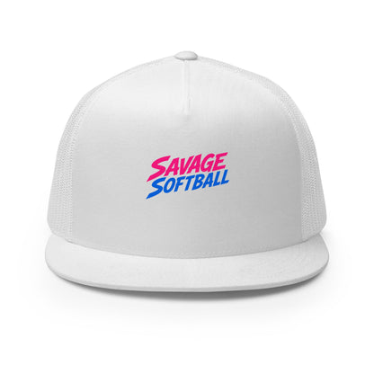 Performance | 5 Panel Trucker Cap | Savage Softball | Mascot Logo