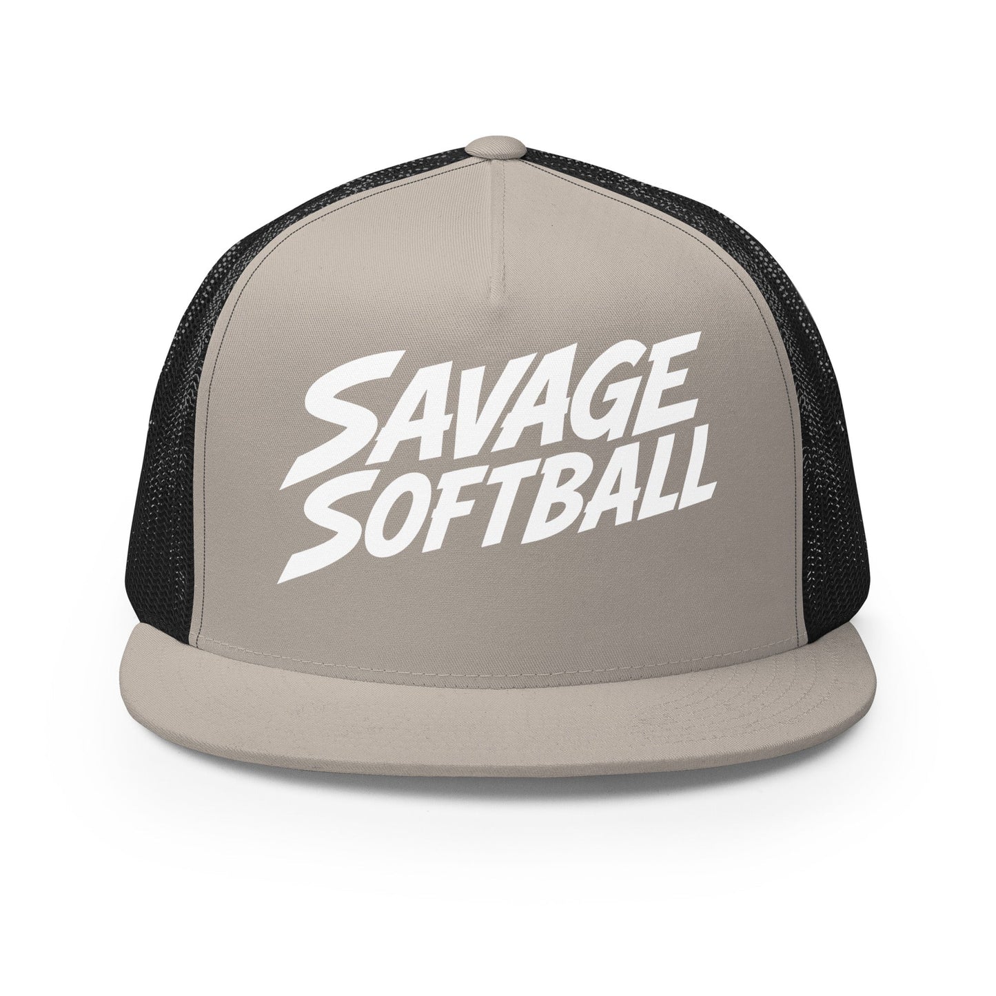Performance | 5 Panel Trucker Cap | Savage Softball | Mascot Logo