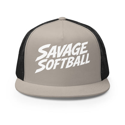 Performance | 5 Panel Trucker Cap | Savage Softball | Mascot Logo