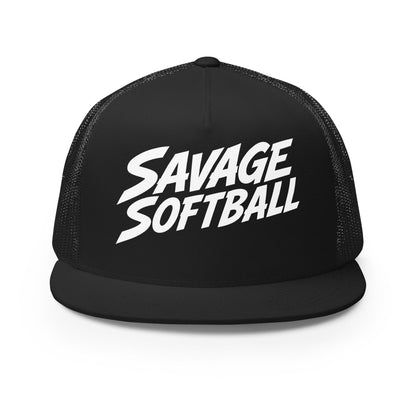 Performance | 5 Panel Trucker Cap | Savage Softball | Mascot Logo